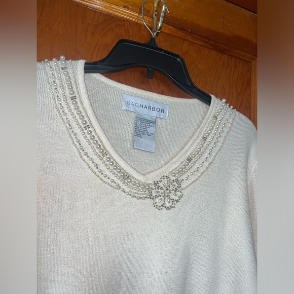 Sagharbor white pearl top Size: XL NWT!! - Picture 3 of 9